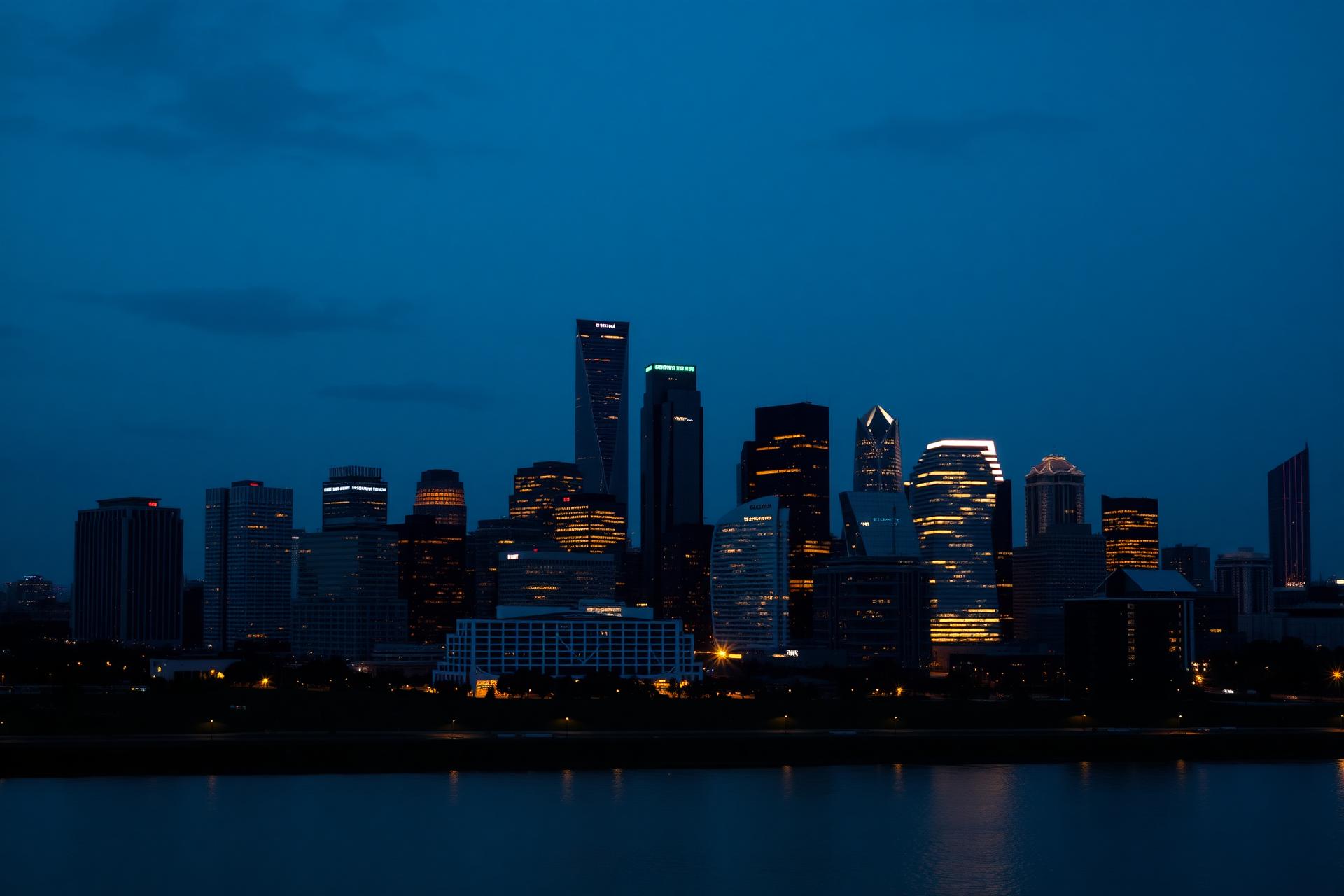 Houston skyline at dusk representing the city's economic and employment power